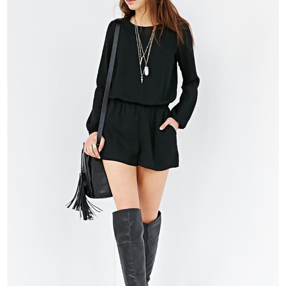 Urban Outfitters Pants - Lucca Couture Black Open Back Long Sleeve Romper
